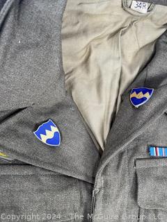 WWII Army Combat Medic Jacket with Theater Patches, Insignia & Ribbons, including Silver Star & Purple Heart, 104th Infantry Division Patch "Timberwolf" and Post-Service Patches