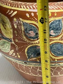 Large Mexican Hand Painted Terracotta Tamale Pot with Steamer. 13" Tall & 12" Diameter.