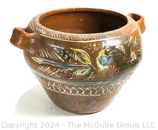 Large Mexican Hand Painted Terracotta Tamale Pot with Steamer. 13" Tall & 12" Diameter.