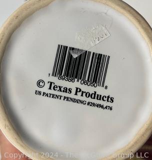 Texas Shaped Barbed Wire Art, Inlaid Tray and Ceramic Pitcher  