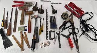 Hand Tools Including Plus Two Metal "Mustang" Auto Ornaments