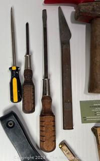 Hand Tools Including Plus Two Metal "Mustang" Auto Ornaments