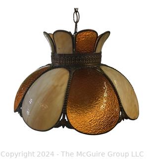 Annabelle Swag Ceiling Pendant Lamp with Leaded Amber Glass