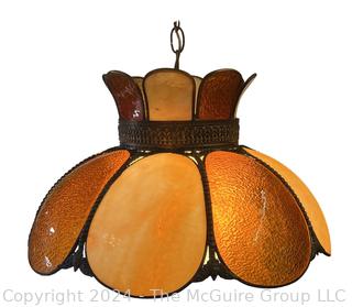 Annabelle Swag Ceiling Pendant Lamp with Leaded Amber Glass