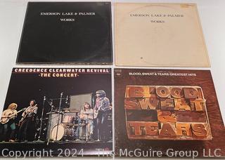 Four (4) Vinyl LP Record Albums: Emerson Lake and Palmer, Creedence Clearwater and Blood Sweat and Tears