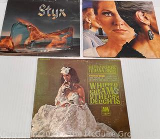 Three (3) Vinyl LP Record Albums: STYX and Herb Albert