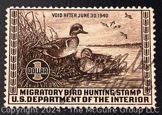 (21) Duck Stamps Early Issues $1 $2 $3. All Signed by Artists. 1940, 1945, 1947, 1948, 1949, 1949, 1950, 1952, 1954, 1955, 1956, 1957, 1957, 1958, 1960, 1961, 1963, 1966, 1967, 1968, 1969