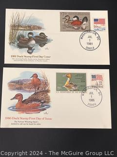 (2) FDC's. 1981 and 1986 Duck Stamp First Day Cover. Philately 