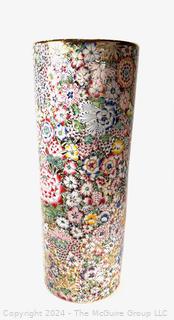 Chinese Famille Rose Porcelain Umbrella Stand.  9" diameter, 24" tall
