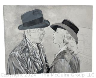 Unframed Original Paint on Board of Scene from the Film Casablanca, Unsigned by Artist Douglas Edwards. 14" x 18"