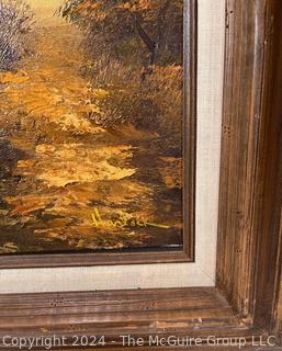 Framed Oil on Canvas of Landscape with Church Signed by Artist William Henry Harlock (1886–1909) New Zealand. 31" x 27" 