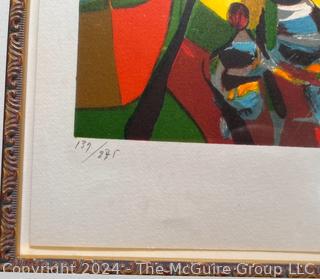 Framed Under Glass Limited Edition Lithograph Abstract of "Navires au Port" Signed & Numbered   by Marcel Mouly.  24" x 23"