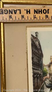 Framed Under Glass Watercolor of Venice Canal Signed by Artist.  10" x 13"