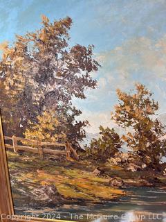 Gilt Framed Oil on Canvas Landscape Signed by Artist, Robert Heyer.  29" x 40"