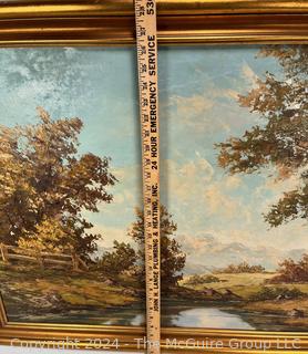 Gilt Framed Oil on Canvas Landscape Signed by Artist, Robert Heyer.  29" x 40"