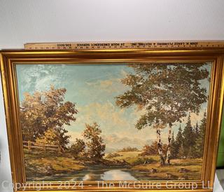 Gilt Framed Oil on Canvas Landscape Signed by Artist, Robert Heyer.  29" x 40"