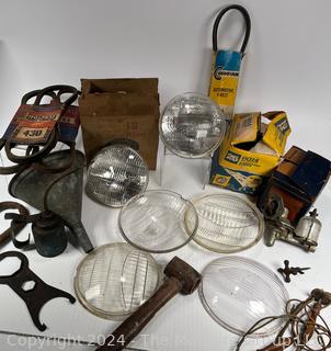 Miscellaneous Antique Automotive Parts and Headlights 