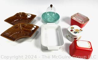 California Pottery Dishes, Pyrex Refrigerator Dishes and Le Creuset Casserole