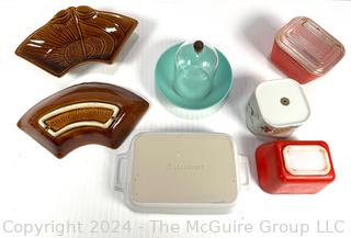 California Pottery Dishes, Pyrex Refrigerator Dishes and Le Creuset Casserole