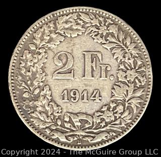 1914 2 Swiss Franc Coin