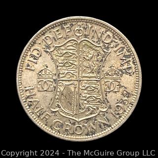 1937 British Half Crown Silver Coin