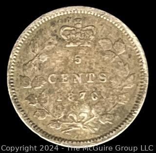 Foreign: 1870 5 Cent Canadian Coin