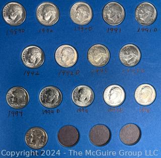 Complete Roosevelt Dime Set 1946-1996 Including all 50 Silver Dates and Mint Marks