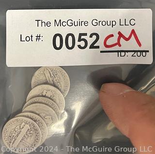 US: (6) Mercury Silver 10 Cent Dime Coins 1918-27