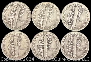 US: (6) Mercury Silver 10 Cent Dime Coins (2) 1939-D (4) 1939