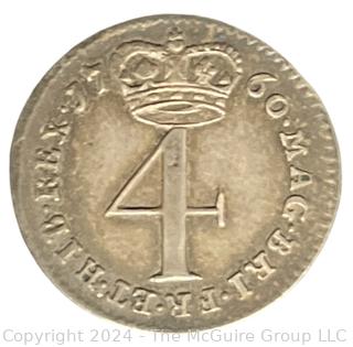 Foreign: British George II 1760 AR Fourpence Coin