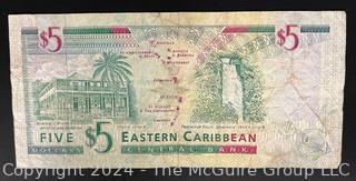 Foreign: Eastern Caribbean $5 Central Bank Circulated Note