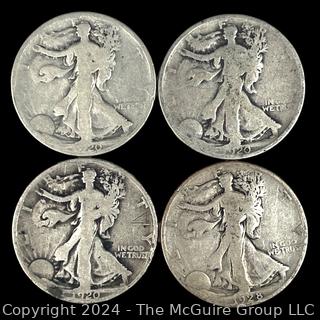 US: (4) Walking Liberty Half Dollar Coins 1920, 1920, 1920, 28-S 