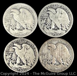 US: (4) Walking Liberty Half Dollar Coins 1920, 20, 20, 28-S (?) Are mint marks correct?