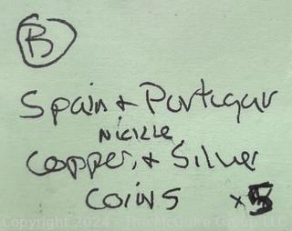 Foreign: (5) Spanish and Portugese Copper and Silver Coins