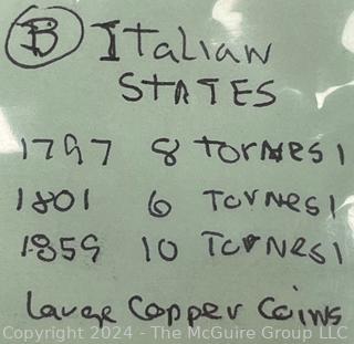 Foreign: Italian States (3) Large Copper Coins 1797 8 Tornesi 1801 6 Tornesi and 1859 10 Tornesi