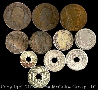 Foreign: (11) French Copper and Silver Coins (All Pre-1912)