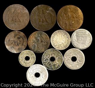 Foreign: (11) French Copper and Silver Coins (All Pre-1912)