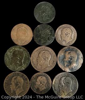 Foreign: (10) Italian Coins circa 1860's: (5) 5 Centesimi (5) 10 Centesimi