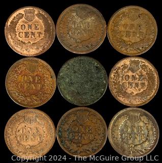 US: (9) Indian Head Penny Coins Including 1893 1905 1906 1896 1903 1900 1889 1899