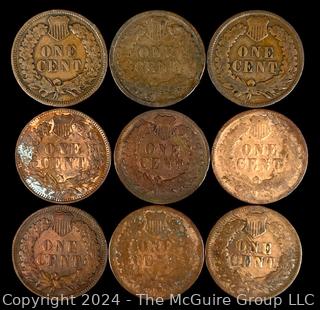 US: (9) Indian Head Penny Coins 1907 1897 1903 1900 1907 1898 1909 1883 1903