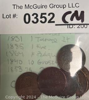 Foreign: (7) European Coins  1863 Norwegian 1/2 Skilling, 1881 1 Kreuzer, 1881 1 Torneso, 1885 1 Kreuzer, 1864 Belgium Coin, 1840 Groszy and 1853 German 75 Pfenning