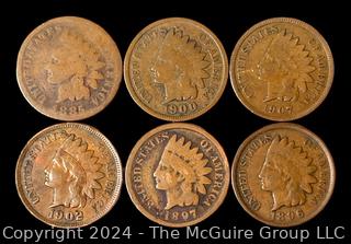 US: (6) Indian Head 1 Cent Coins 1885 1896 1897 1900 1902 1907