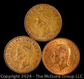 Foreign: (3) British Half-Pennies 1944 1944 1945