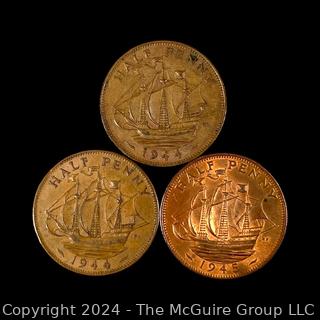 Foreign: (3) British Half-Pennies 1944 1944 1945