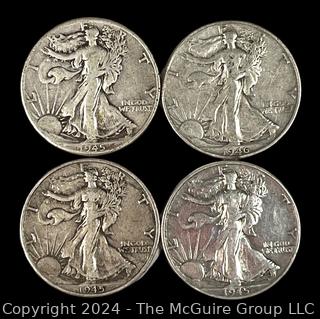 US: (4) Walking Liberty Half Dollar Coins 1945-D, 45-D, 45, 46-D