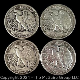 US: (4) Walking Liberty Half Dollar Coins 1945-D, 45-D, 45, 46-D