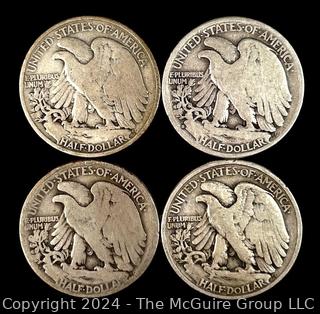 US: (4) Walking Liberty Half Dollar Coins 1922-S, 34, 34, 36 