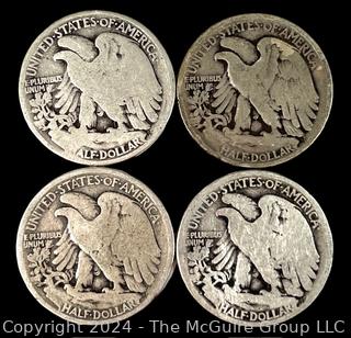 US: (4) Walking Liberty Half Dollar Coins 1917, 1917-S, 1917, 1917 