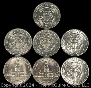 US: (7) Kennedy Half-Dollar Coins 1971 1972 1972 1971 1979 1776-1976 1776-1976