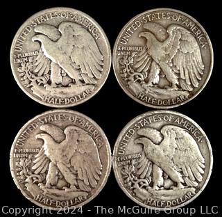 US: (4) Walking Liberty Half Dollar Coins 1937, 41, 41, 43 (check mint marks ?)